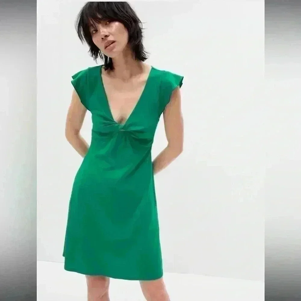NWT Gap green flutter sleeve dress with pockets size small - Picture 1 of 3